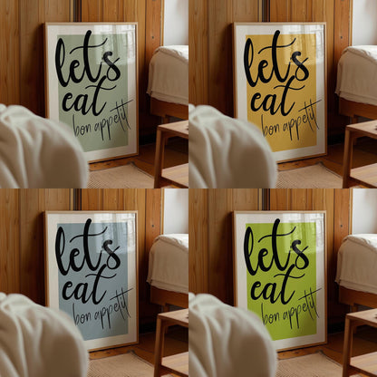 Bon Appetit Print: Kitchen Dining Room Typography Art (Digital Download)