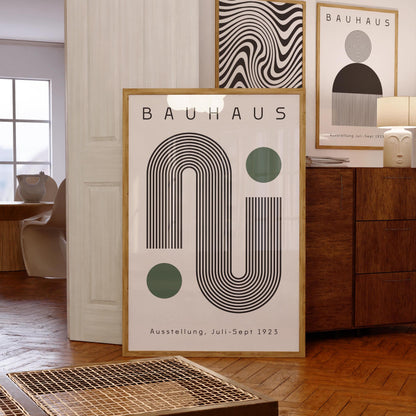 Sage Green Bauhaus Print: Boho Chic Exhibition Poster (Digital Download)