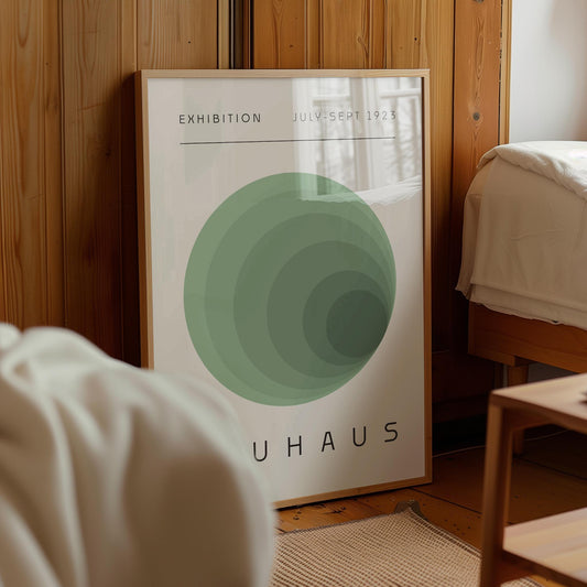 Sage Green Bauhaus Exhibition Poster: Boho Chic Wall Art (Digital Download)
