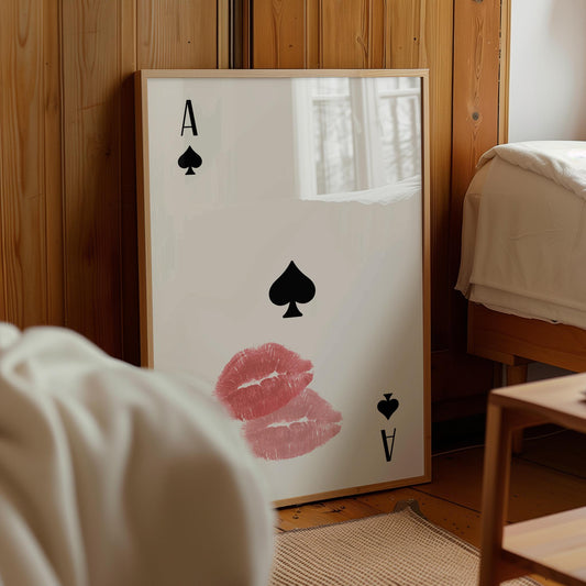 Ace of Spades Lips Print: Retro Femme Fatale Wall Art (Digital Download)