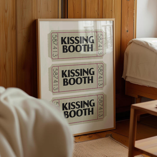 Kissing Booth Ticket Stub Print: Vintage Valentines Poster (Digital Download)