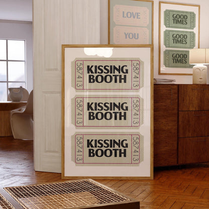Kissing Booth Ticket Stub Print: Vintage Valentines Poster (Digital Download)