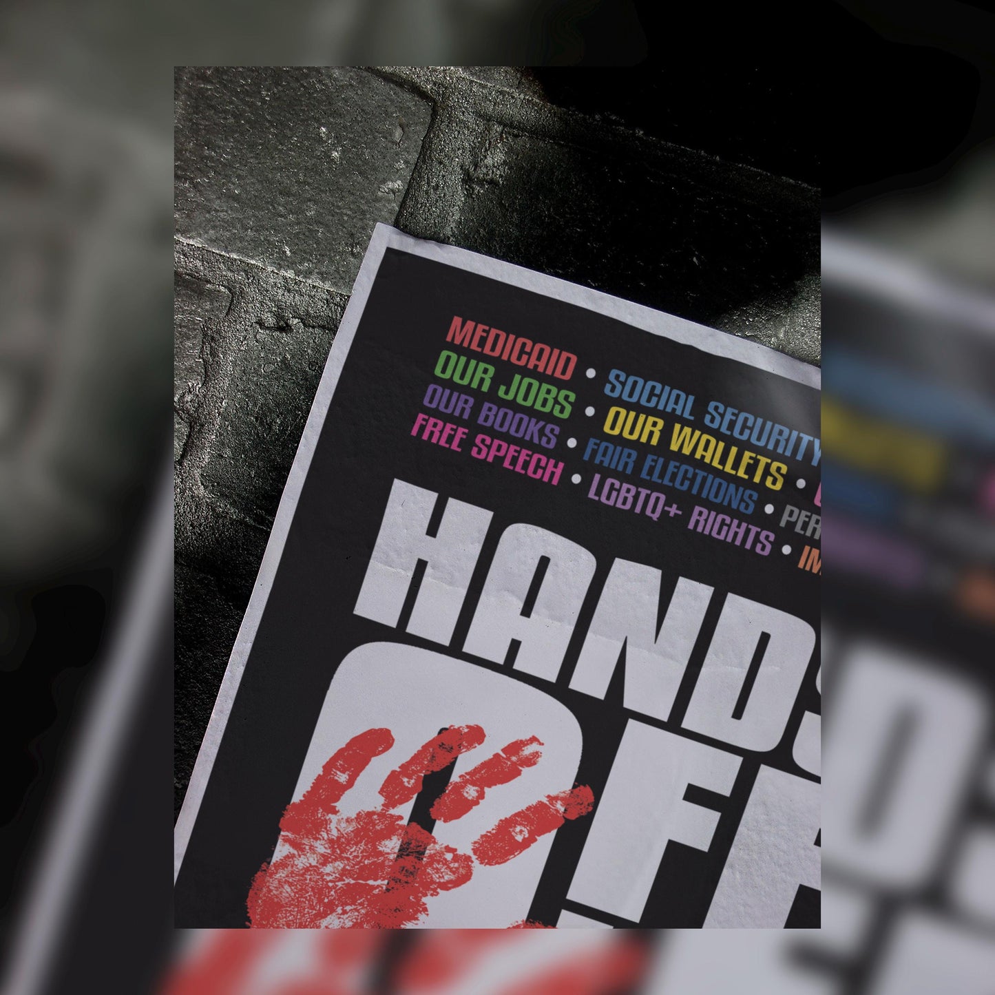 Hands Off Our Democracy Protest Sign: Political Activist Art (Digital Download)