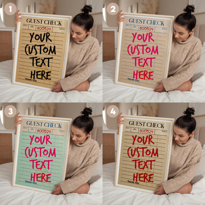 Custom Guest Check Poster: Preppy Typographic Art (Digital Download)