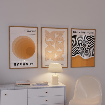 Bauhaus Print Set: Orange Geometric Wall Art (Digital Download)