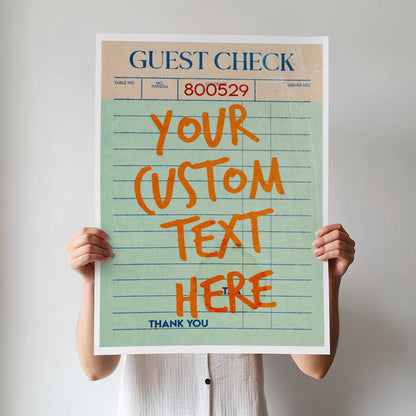 Custom Guest Check Poster: Preppy Typographic Art (Digital Download)