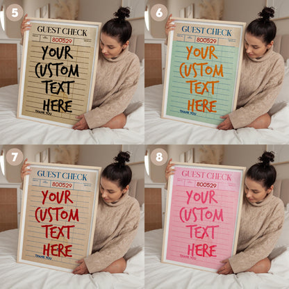 Custom Guest Check Poster: Preppy Typographic Art (Digital Download)